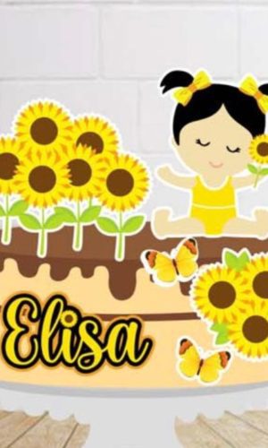 Arquivo de Corte Topo de Bolo Menina Girassol