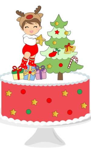 Arquivo de Corte Topo de Bolo Menina Natal