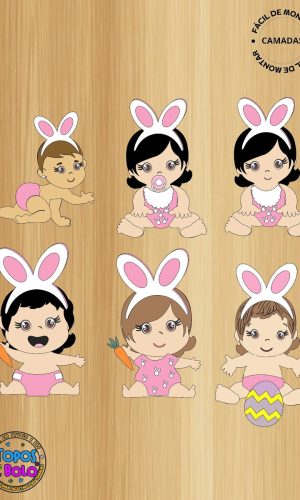 Arquivo de Corte Topo de Bolo Menina Páscoa Varios