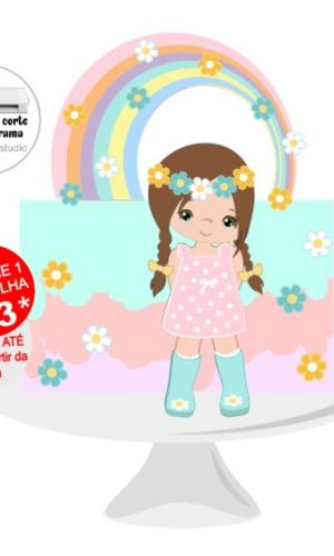 Arquivo de Corte Topo de Bolo Menina Primavera