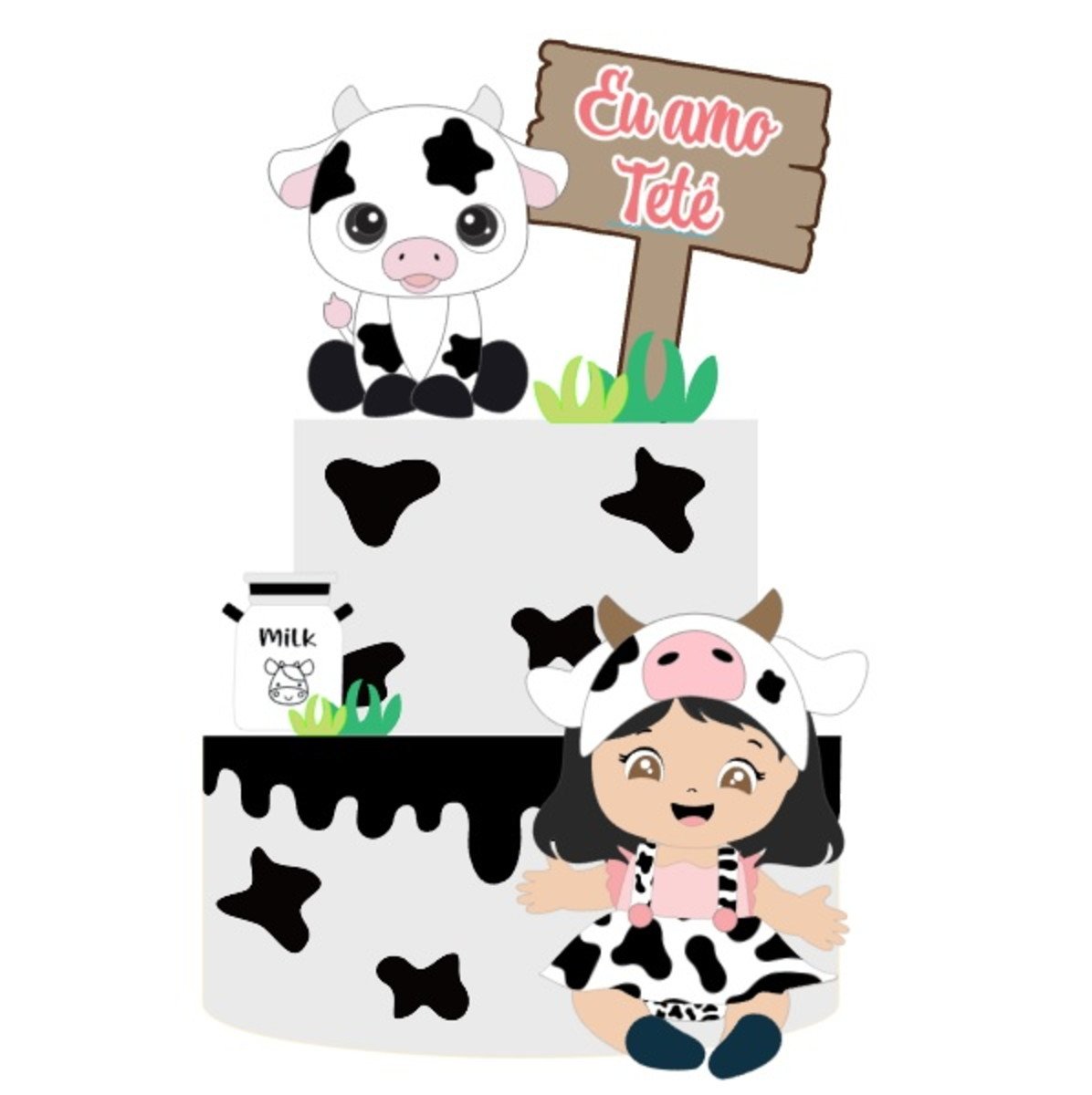 Arquivo de Corte Topo de Bolo Menina - Vaquinha