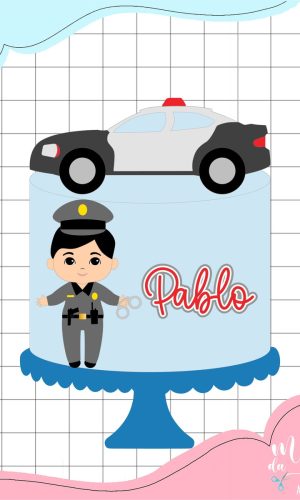 Arquivo de Corte Topo de Bolo Menino Baby Polícia 001