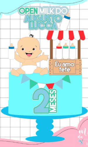 Arquivo de Corte: Topo de Bolo Menino Bebê Open Milk 008