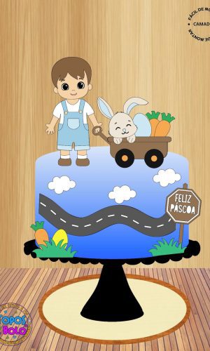 Arquivo de Corte Topo de Bolo Menino com Carrinho