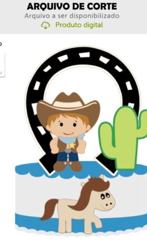 Arquivo de Corte Topo de Bolo Menino Cowboy