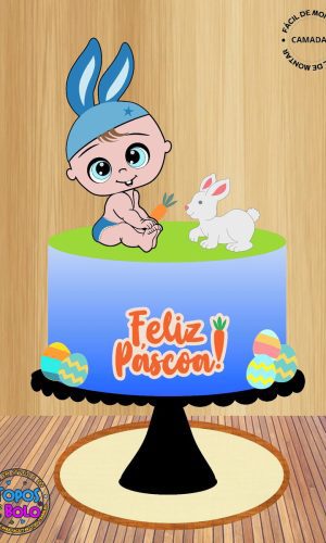 Arquivo de Corte Topo de Bolo Menino de Coelhinho Cute