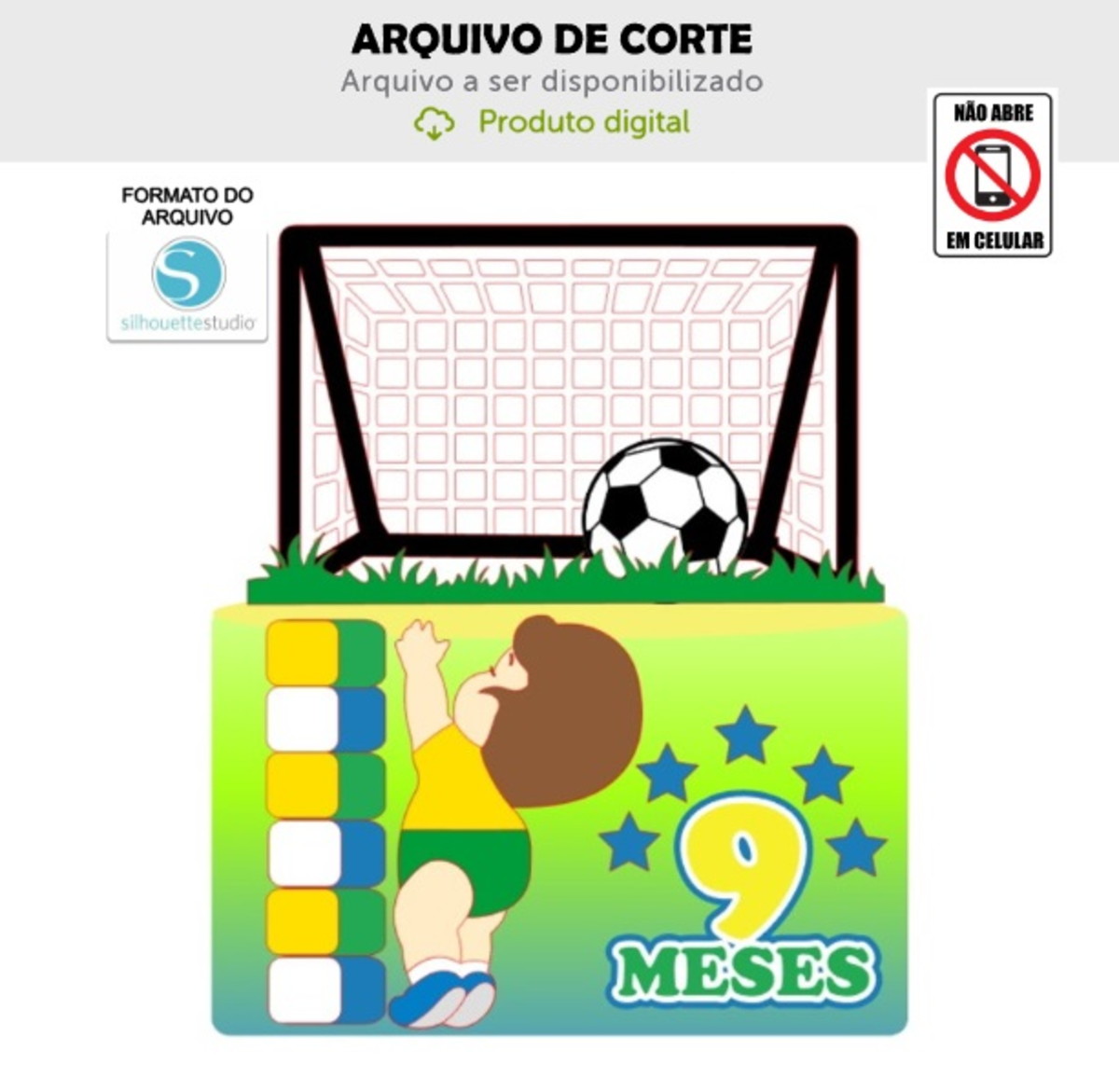 Arquivo de Corte Topo de Bolo Menino Futebol Bebê