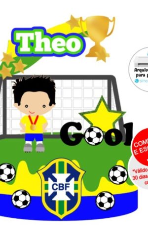 Arquivo de Corte Topo de Bolo Menino Futebol Copa Brasil