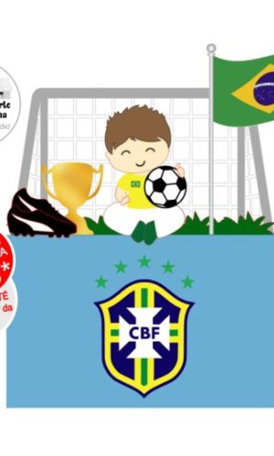Arquivo de Corte Topo de Bolo Menino Futebol Copa