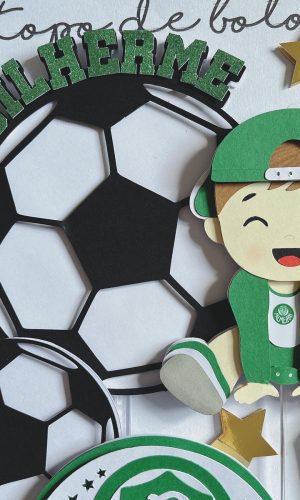 Arquivo de Corte Topo de Bolo Menino Futebol Time - Camadas