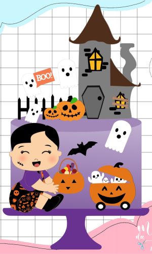 Arquivo de Corte Topo de Bolo Menino Halloween Cute 074