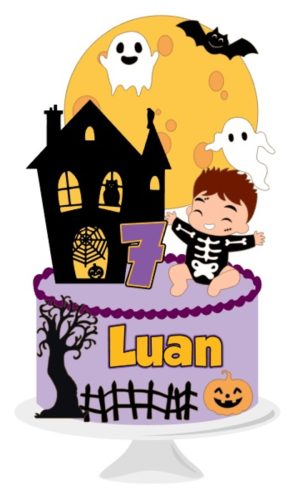 Arquivo de Corte Topo de Bolo Menino Halloween