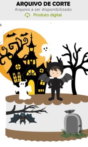 Arquivo de Corte Topo de Bolo Menino Morcego Halloween