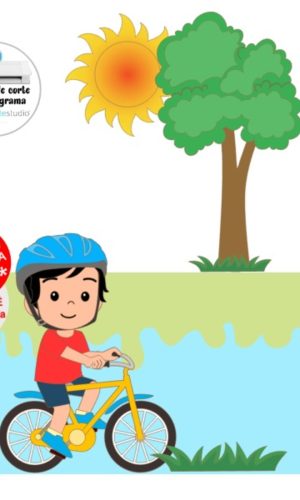 Arquivo de Corte Topo de Bolo Menino na Bicicleta