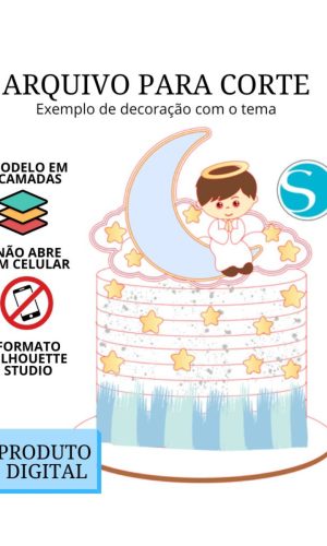 Arquivo de Corte Topo de Bolo - Menino na Lua