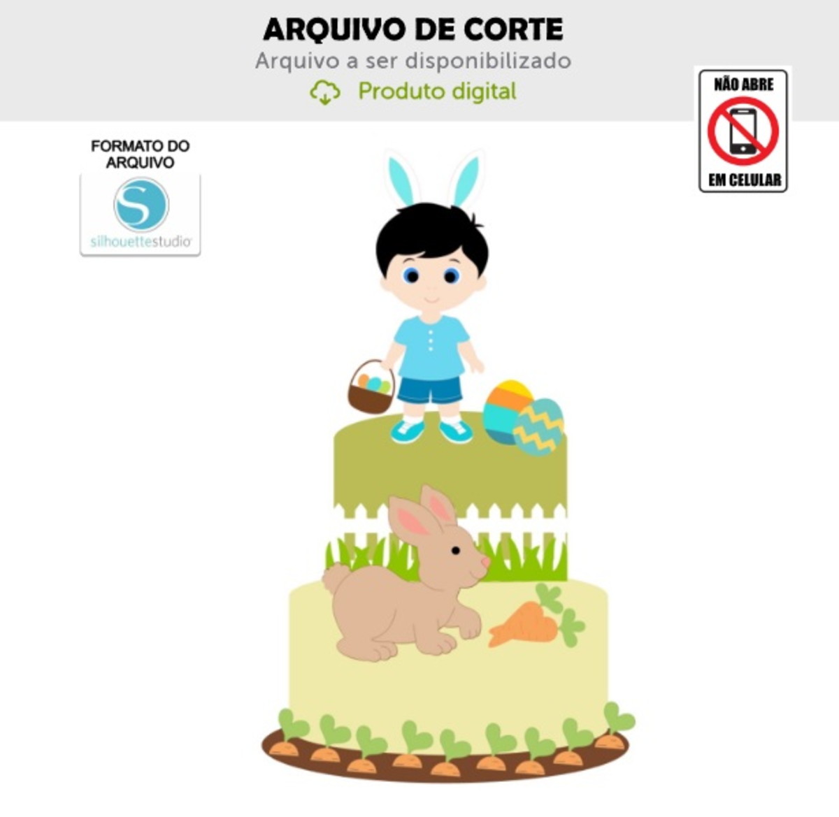 Arquivo de Corte Topo de Bolo Menino Pascoa