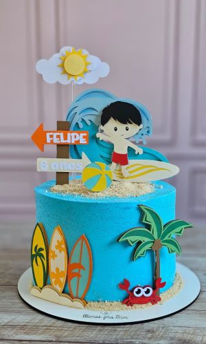 Arquivo de Corte Topo de Bolo Menino Surfando