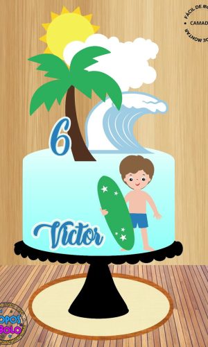 Arquivo de Corte Topo de Bolo Menino Surfista
