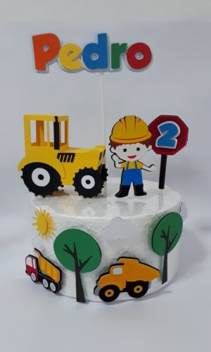 Arquivo de corte topo de bolo menino trator 3d