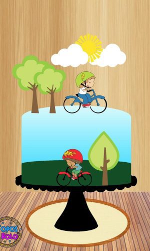 Arquivo de Corte Topo de Bolo Meninos de Bicicleta