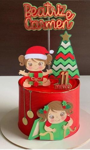Arquivo de corte topo de bolo meu primeiro natal menina