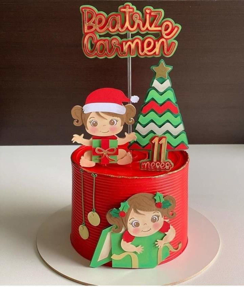 Arquivo de corte topo de bolo meu primeiro natal menina