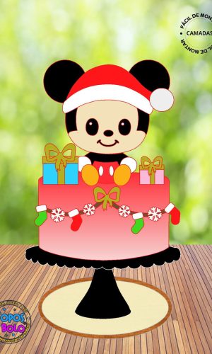 Arquivo de Corte Topo de Bolo Mickey Natal Cute