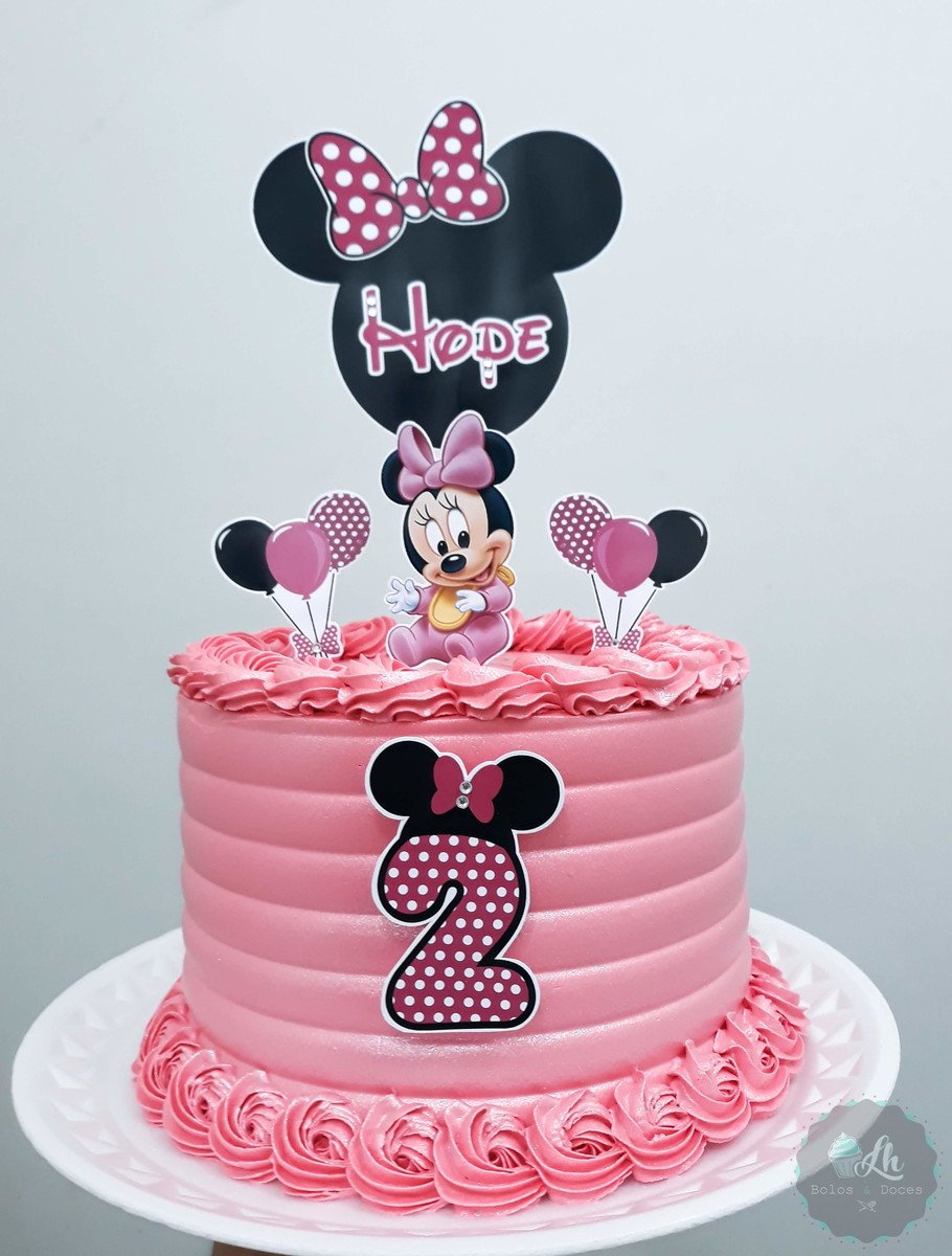Arquivo de corte Topo de bolo Minnie Rosa Baby #1 PDF/JPG