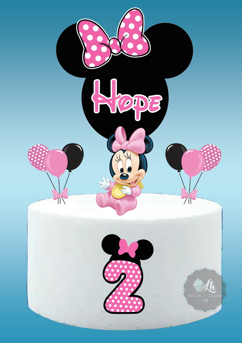 Arquivo de corte Topo de bolo Minnie Rosa Baby #1 PDF/JPG - Imagem 3