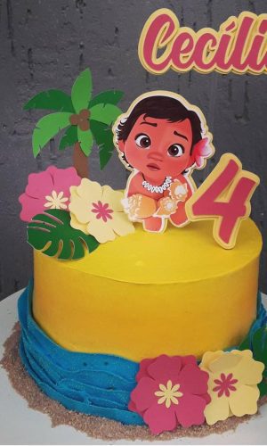 Arquivo de Corte Topo de Bolo Moana Baby Flores