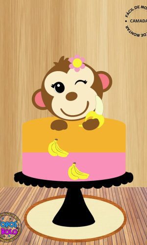 Arquivo de Corte Topo de Bolo Monkey Cute