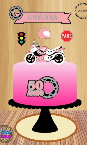 Arquivo de Corte Topo de Bolo Moto Mulher