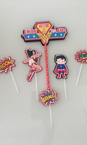 Arquivo de corte topo de bolo mulher maravilha/supermam