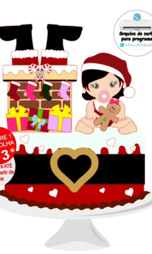 Arquivo de Corte Topo de Bolo Natal Bebê Menina