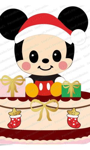 Arquivo de Corte Topo de Bolo Natal do Mickey Baby
