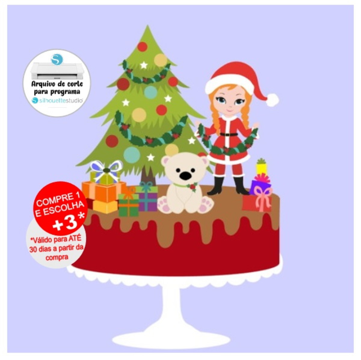 Arquivo de Corte Topo de Bolo Natal Menina
