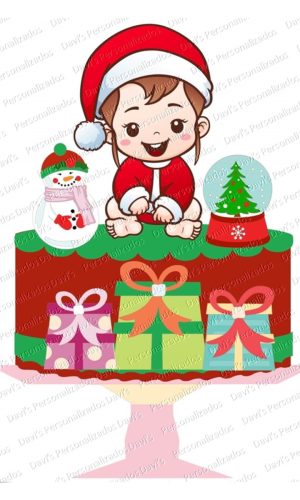 Arquivo de Corte Topo de Bolo Natal Menina #2