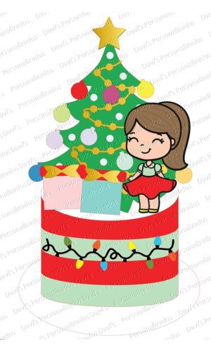 Arquivo de Corte Topo de Bolo Natal Menina #4