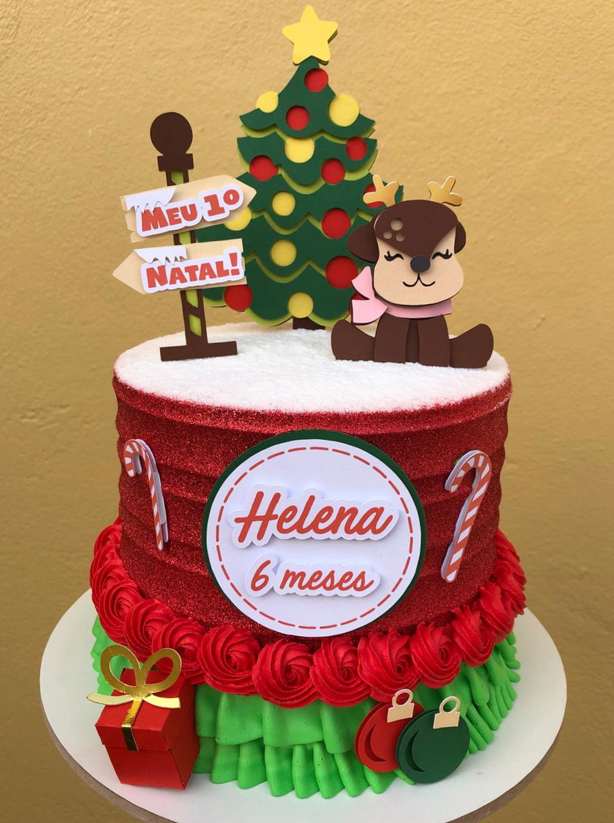 ARQUIVO DE CORTE Topo de Bolo - Natal menina