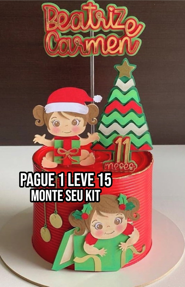 Arquivo de corte Topo de bolo Natal Menina STUDIO +14 ARQUI