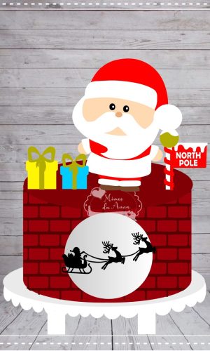 Arquivo de corte topo de bolo Papai Noel cute em camadas