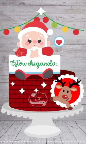 Arquivo de corte topo de bolo Papai Noel cute em camadas