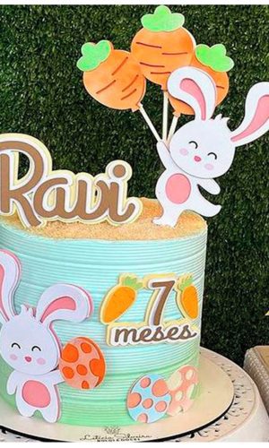 Arquivo de Corte Topo de Bolo Páscoa 2 Coelhos