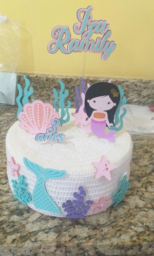 Arquivo de Corte - Topo de Bolo Pequena Sereia Cute