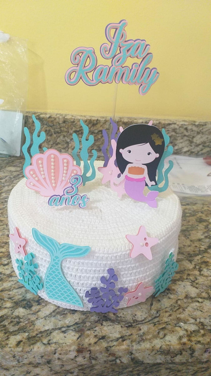 Arquivo de Corte - Topo de Bolo Pequena Sereia Cute