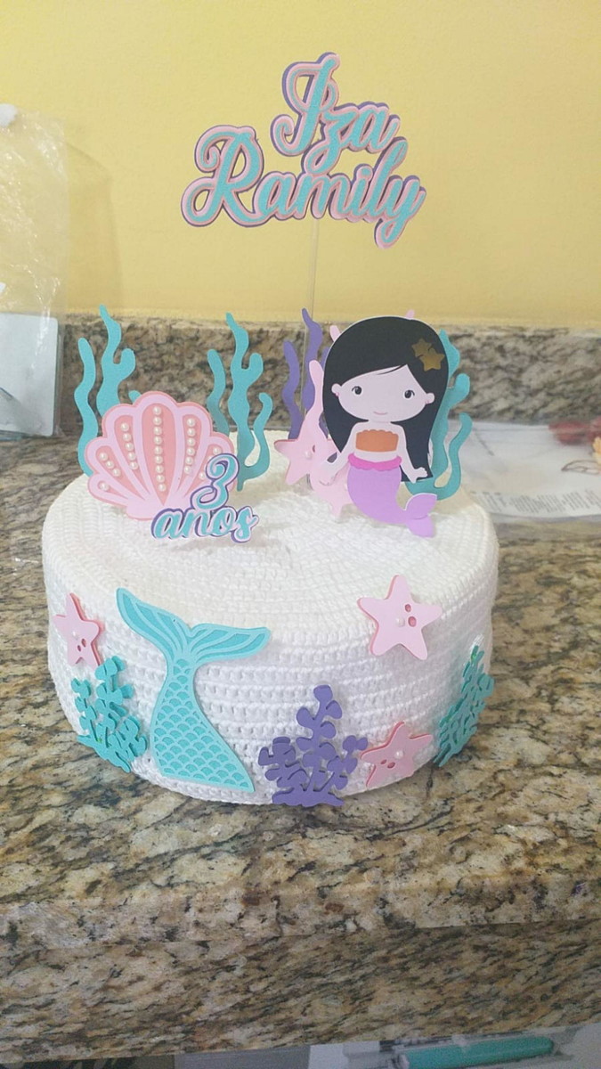 Arquivo de Corte - Topo de Bolo Pequena Sereia Cute - Imagem 2
