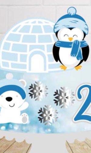 Arquivo de Corte Topo de Bolo Pinguim Menino