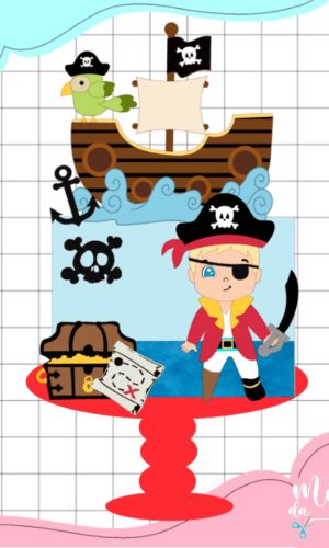 Arquivo de Corte: Topo de Bolo Pirata Cute 006
