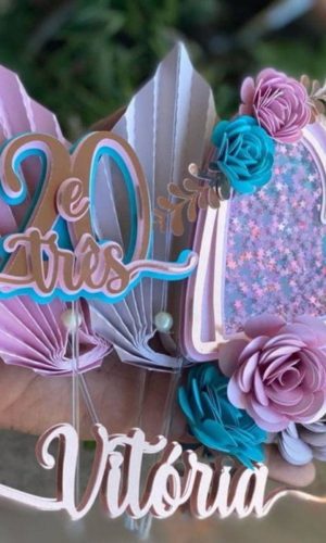 Arquivo de Corte Topo de Bolo Plissada Aniversário Feminino