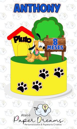 Arquivo De Corte Topo De Bolo - Pluto Baby Com Casinha 3d